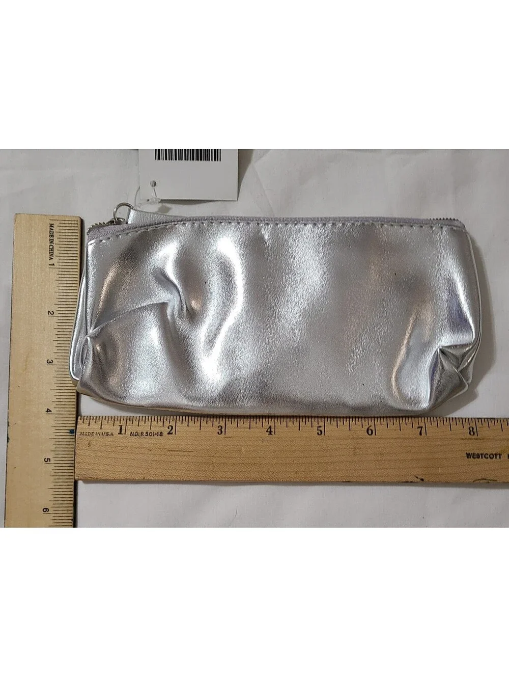 2pk Macy's Makeup Cosmetics Bag Set Womens Sz S & M Silver Travel Storage Pouch